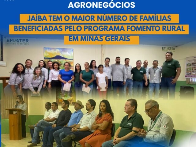 JAÍBA TEM O MAIOR NÚMERO DE FAMÍLIAS BENEFICIADAS PELO PROGRAMA FOMENTO RURAL EM MINAS GERAL